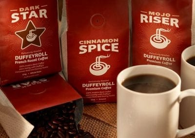 Duffeyroll coffee branding photography.